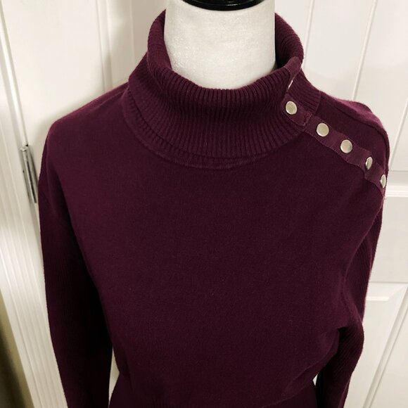 ADDITION ELLE Vintage dark plum purple turtleneck sweater MEDIUM LARGE XL 1X top - Picture 4 of 15